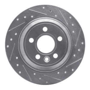 Volvo S80 Brake Rotor (1) - Rear Right - R1 Concepts - Drilled & Slotted - Silver - `07-`10